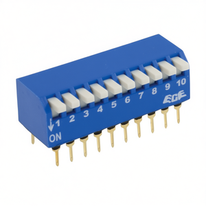 ดิปสวิตช์ 10 ทาง สีฟ้า พร้อมขาสีทอง สำหรับงานอิเล็กทรอนิกส์ - Product Image 2