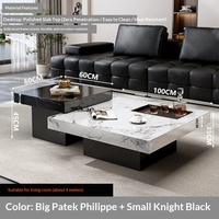 Table basse électrique minimaliste italienne en ardoise, cadre en bois, sensation de luxe léger, haut de gamme, idéale pour les petits salons, carrée