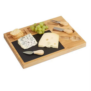 Plato de pizza Pizarra negra creativa con madera de acacia Comida occidental Platos de cocina japonesa 23,5x15cm Bandeja para servir Plato de pizarra - Product Image 2