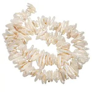 Keishi — perles blanches naturelles, vente en gros, à la mode, trou de 0.8mm, 14x7x2mm, 22x8x2mm, 722559