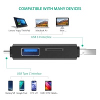 Lector de tarjetas para teléfono móvil, portátil, portátil, 3 en 1, Puerto SD/TF, concentrador tipo C Lightning