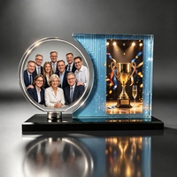 Neelpure 195873 Cadre photo trophée en cristal personnalisé pour remise de diplôme, récompense d'équipe d'entreprise, souvenir, cadeau, conception personnalisée DIY, gravure laser/UV