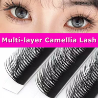 Extensions de cils 3D multicouches Camélia Marque Privée, effet naturel pour DIY, éventail souple et facile, cils pré-faits et denses, usage professionnel