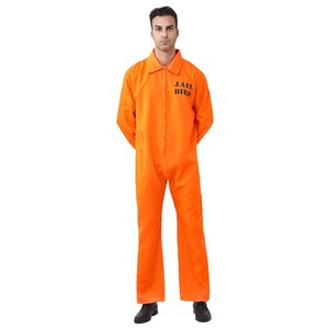 Traje de mono de prisionero naranja para adultos con esposas para ladrón de condenados <span class=keywords><strong>Prison</strong></span> Break Fancy Dress Cosplay Costume Outfit - Product Image 1