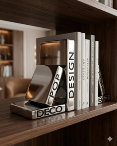 Wholesale Supply Heavy Duty Modern Book Style Bookends <b>Set</b> Decorative <b>Desk</b> Organizer for Home Office and Shelf for Sale - Product Image 1