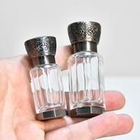3ml 6ml 12ml Bouchon à vis luxueux en alliage de zinc Arabe Octogonal Tola Bouteilles d'huile essentielle en verre clair poli