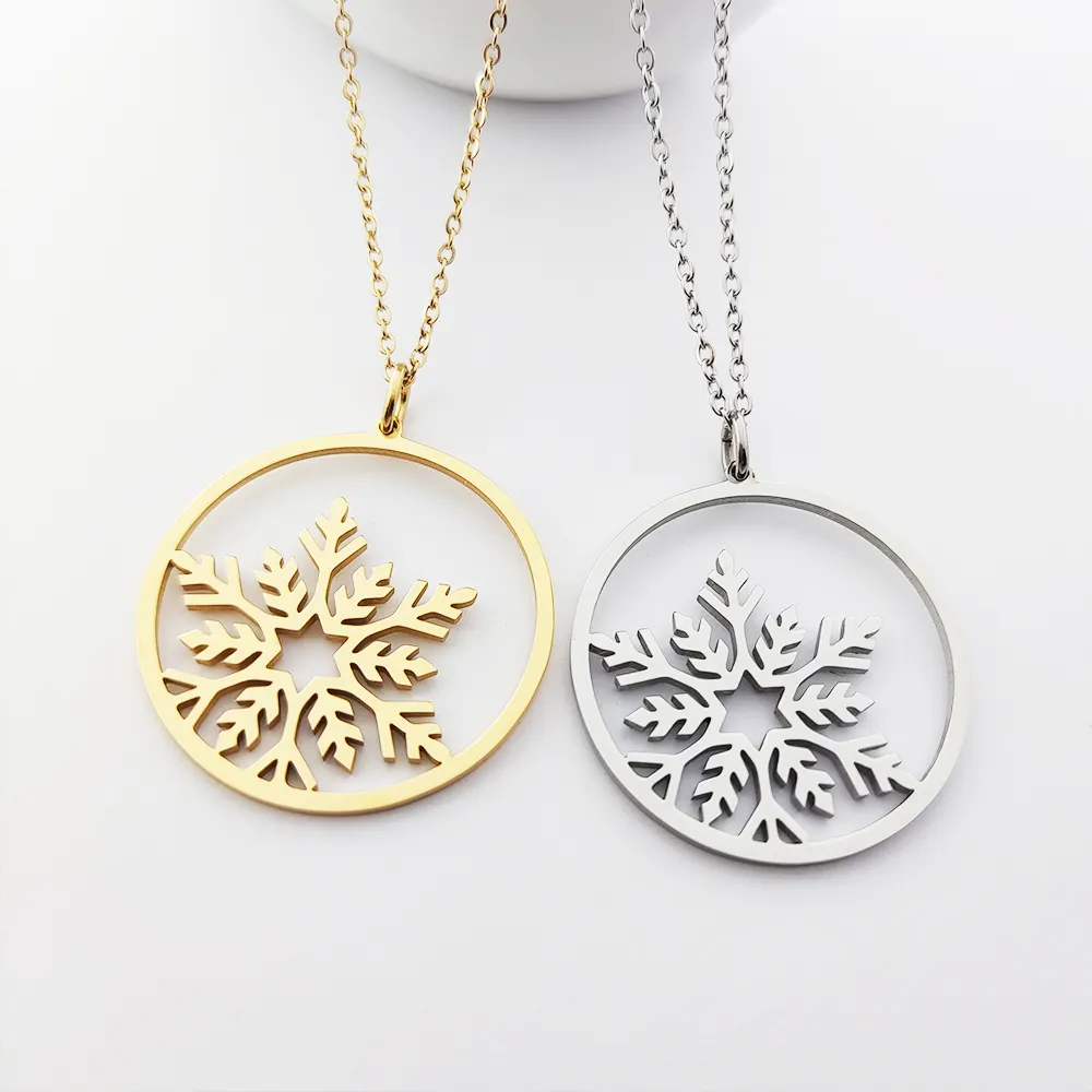 316l Roestvrij Staal Delicate Petite Sneeuwvlok Ketting Voor Winter Symbool Accessoires Bijoux Acier Onoxydable Boucle D'oreille