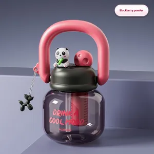 Botella bonita ecológica de gran capacidad, caños dobles para beber, bebida directa, asa de transporte portátil, taza de plástico de moda para hombre - Product Image 6