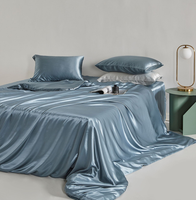 Parure de lit en soie satinée de luxe, taie d'oreiller en soie de mûrier pur, housse de couette en soie, draps en soie, certifiés Oeko-Tex