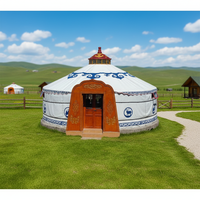 Yurt mongol à quatre couches et quatre saisons, type cloche, en toile de coton et PVC, imperméable, coupe-vent, résistant aux déchirures et aux UV