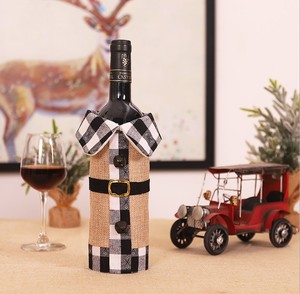 Nordic lino Plaid decorazioni natalizie Festive copri bottiglia di vino e decorazioni per la festa di casa per l'atmosfera - Product Image 3