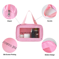 Sac de toilette portable et étanche en PVC, étui souple rayé pour les voyages quotidiens, utilisation en extérieur, sac à cosmétiques durable pour le maquillage