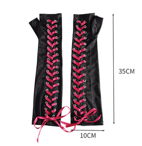 Q30780 mariage Festival Punk Style Bandage <span class=keywords><strong>Long</strong></span> <span class=keywords><strong>Satin</strong></span> sans doigts femmes soirée gants de soirée - Product Image 2