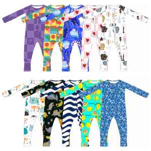 Mono <span class=keywords><strong>de</strong></span> Bebé Personalizado <span class=keywords><strong>de</strong></span> Fábrica, Orgánico, 95% Bambú, 5% Elastano, con Cierre, Pijama para Niños Pequeños, Unisex - Product Image 2
