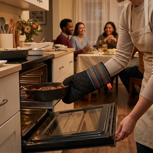 Guantes de Horno de Algodón de Doble Capa <span class=keywords><strong>MasterChef</strong></span> con Asa para Colgar, Resistentes al Calor, Lavables a Máquina, con el Logotipo Oficial del Programa, Talla Única - Product Image 3