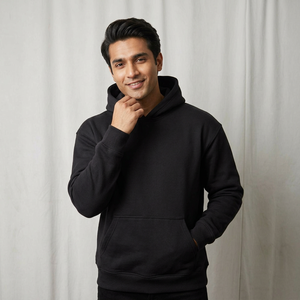 Sudadera con capucha 100% algodón color negro, 450 GSM, forro polar de algodón, bordado personalizado, impresión, relieve, corte holgado, sudaderas Clush Sports - Product Image 1