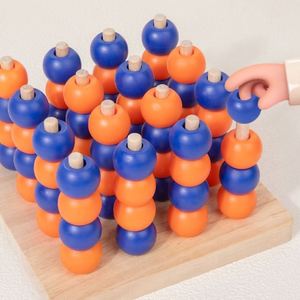Fun Classic Logical Brain Teaser Toys Portable 3D Connect Four in a Row Wooden Strategy Game - Product Image 2