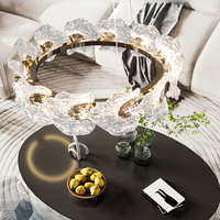 Lámpara de araña de cristal con forma de hoja de vidrio artístico, marco dorado, diseño en forma de nube, lámpara de araña para sala de estar de villa
