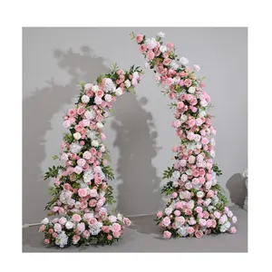 Offre Spéciale mariage fête fleur décoration accessoire mariage fond fleur artificielle avec cadre rose mariage arc fleurs