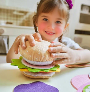 Enfants bricolage feutre jouer nourriture <span class=keywords><strong>Burger</strong></span> Sandwich semblant jouet Montessori éducatif cuisine en peluche <span class=keywords><strong>jeu</strong></span> de rôle jouets Hot Dog ensemble Kit cadeau - Product Image 2