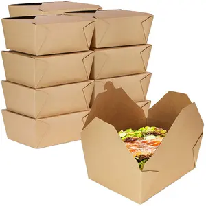 बड़े बाहर ले खाद्य कंटेनर भारी शुल्क Microwavable जाने के लिए क्राफ्ट भूरे रंग के कागज बॉक्स