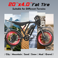 Vélo électrique tout-terrain à double suspension haute puissance 52V 1500W, pneus larges de 20 pouces 4.0, vélo électrique 30Ah longue portée