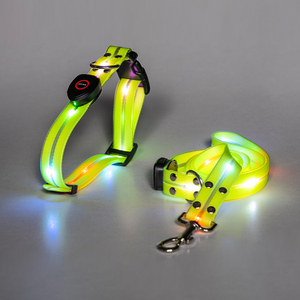 LED-Hundehalsband und -Leine USB-Aufladbar Leuchtend PVC Wasserdicht Luxus-Hundeleine mit Licht - Product Image 1