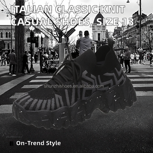 Chaussures ouvertes décontractées classiques italiennes pour femmes, taille 13, style coréen, tige en maille tricotée, doublure en maille, couleurs mélangées, à lacets, tendance mode - Product Image 2