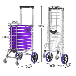 Grocery Shopping Cart With 360 Degree Rolling Swivel Wheels Stair Climber Utility Cart Easily Collapsible Cart