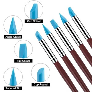 Ensemble de 5 outils de sculpture en argile de silicone, pinceaux de modelage et de pointillage pour poterie, céramique, bricolage, nail art - Product Image 5