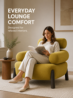 Fauteuil de salon moderne avec appui-tête rembourré, en cuir pleine fleur, pieds en bois de frêne blanc, idéal pour salon, hôtel, salle à manger – Vente directe usine OEM ODM