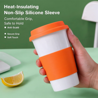 Mug en céramique sans poignée créatif avec manchon en silicone personnalisé, tasse à café, thé au lait, logo personnalisé pour cadeaux promotionnels d'entreprise