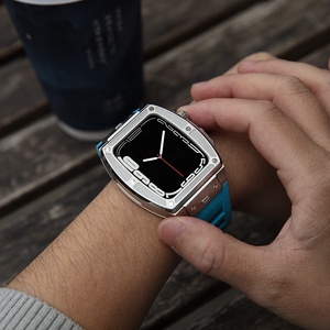 Logotipo personalizado I <span class=keywords><strong>Watch</strong></span> 9Case Correa de goma ajustable Correa de cuero <span class=keywords><strong>Acero</strong></span> inoxidable 44MM 45MM Appl <span class=keywords><strong>Watch</strong></span> Case - Product Image 4