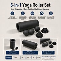 Set de Rodillos de Espuma para Yoga 5 en 1, Rodillo de Masaje de EPP de Alta Densidad con Accesorios para Yoga, Pilates, Fisioterapia, Gimnasio y Hogar