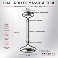 Ensemble de rouleaux et de Gua Sha en acier inoxydable 304 avec logo personnalisé, outil de massage, kit d'outils de massage facial pour le visage, les yeux, le cou et le corps