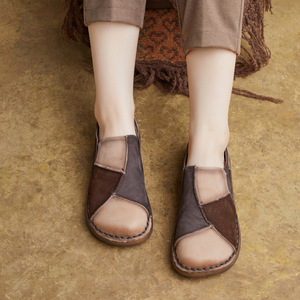 Zapatos Casuales de Mujer Elegantes con Diseño Étnico Vintage 2026, de Cuero Genuino, con Bloques de Color, Sin Cordones, Parte Superior Suave y Suela Suave - Product Image 4