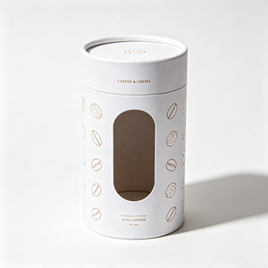 Matte Lamination Cylindrical Paper Box Transparent Window Recyclable Tube Coffee Bean <b>Container</b> For Shop - Product Image 5