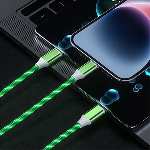 Cavo USB da 1,2 m per ricarica rapida 3-in-1 con luce LED a flusso luminoso, caricatore <span class=keywords><strong>Micro</strong></span> USB <span class=keywords><strong>Type</strong></span>-<span class=keywords><strong>C</strong></span> con cavo intrecciato in TPE per iPhone, Samsung e dispositivi Android - Product Image 5