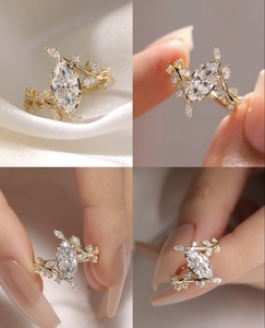 Anillo de boda personalizado con certificación IGI, cultivado en laboratorio, chapado en oro de 10/14/18k, color DE, claridad VVS1/VS1, corte marquesa/pera/cojín/ovalado/redondo - Product Image 3