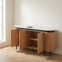 Meuble buffet moderne blanc écologique en gros avec plateau en pierre frittée pour projets hôteliers et de chambres à coucher, support OEM personnalisé