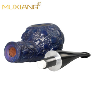 MUXIANG Briar Wood Pipe Crocodile Skin Pattern Bent Shape Tobacco Smoking Pipe Gift - Product Image 5