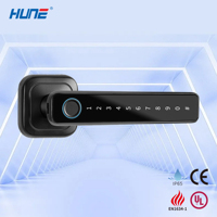 Cerradura Inteligente para Puerta HUNE, Diseño Americano, Resistente al Fuego, con Bloqueo Eléctrico, Aleación, Huella Dactilar, Código PIN, Bluetooth