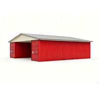 Abri de stockage extérieur pratique, résistant au feu et aux intempéries, avec toit en tôle d'acier colorée, pour entrepôt de marchandises.