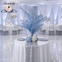 Centre de table haut ANNIELU en organza avec support métallique pour réception de mariage, banquet, fête d'anniversaire, décoration d'événements