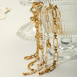 สร้อยข้อมือแฟชั่น สร้อยทองประดับมุก จี้รูปพระจันทร์ ดาว และสายฟ้า เครื่องประดับสำหรับทุกเพศ ของขวัญ - Product Image 2