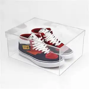 Factory made Clear Acrylic Shoe storage Display Box with magnet cover