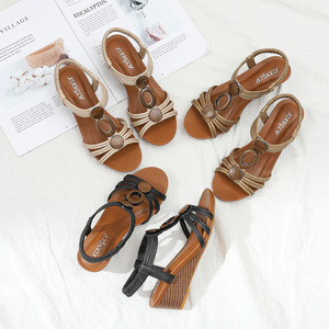 Wedgesandalen voor dames, dikke zool, zomer <span class=keywords><strong>2026</strong></span>, casual, zachte zool, moederschoenen, oversized, retro, Romeinse sandalen - Product Image 4