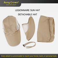 Gorra de sol Legionnaire personalizada, gorra de béisbol con solapa UV personalizada, gorra de verano de 5 paneles para correr y acampar con solapa para el cuello