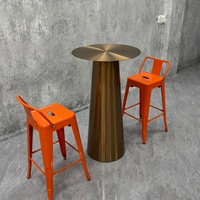 Table de bar en acier inoxydable doré de qualité commerciale, table haute robuste pour restaurant, bar, café, hôtel et usage domestique