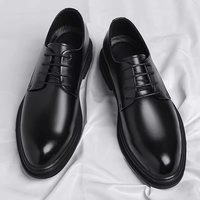 Chaussures habillées basses en cuir noir pour hommes, style britannique, pour l'automne et le printemps, respirantes et élégantes, idéales pour le quotidien et les costumes.